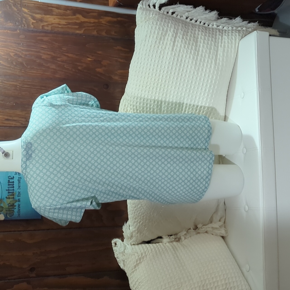 Size Medium My Style Women's Blue Patterned Blouses - Picture 7 of 13